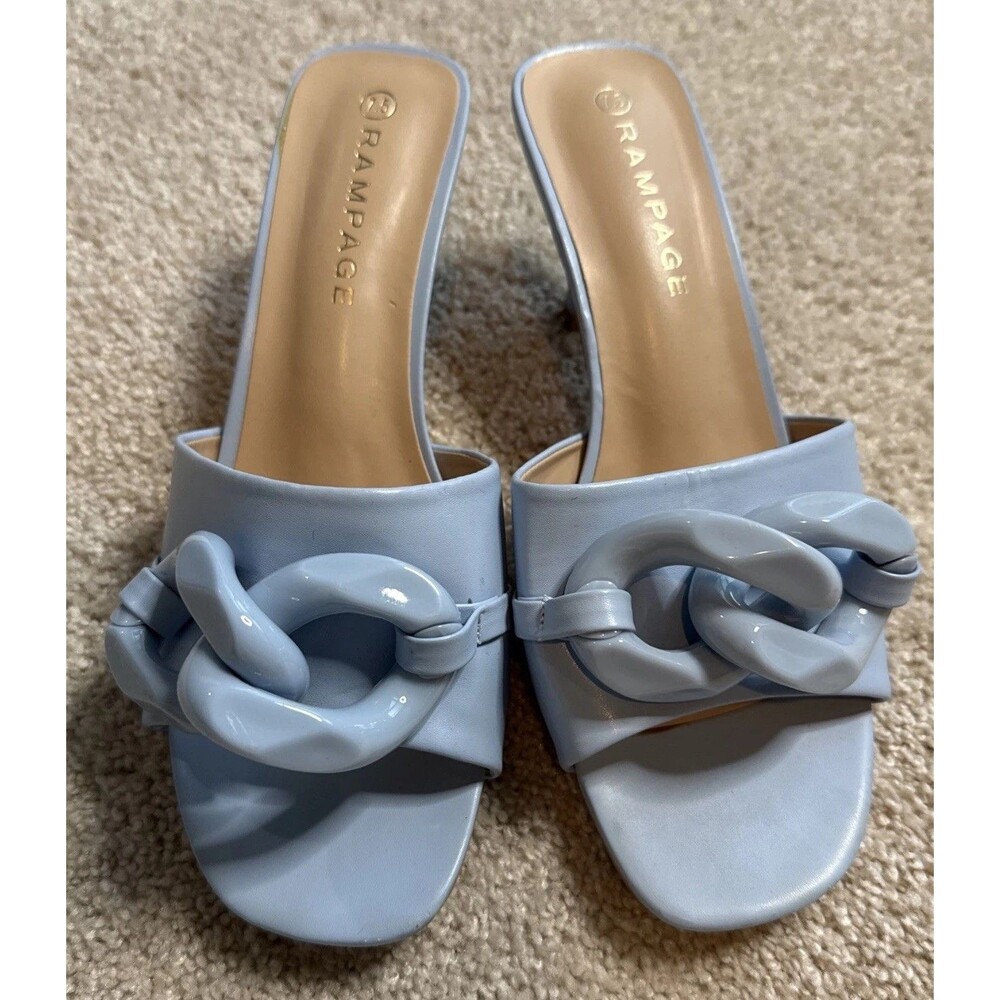 Rampage Blue Kitten Heel Chunky Braid Sandals Sky Blue 7.5M